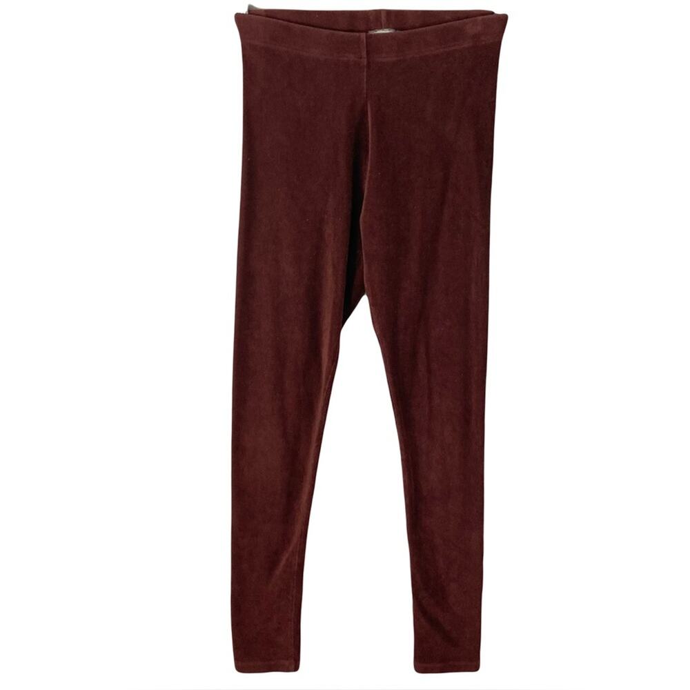 M&S INDIGO Collection Leggings US 8 Brown Ribbed Pull-Up Stretchy Cotton Blend